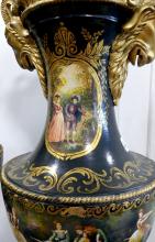 PAIR EMPIRE STYLE EBONIZED URNS CIRCA 1900