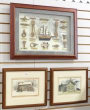 TWO JACK REID PRINTS AND NAUTICAL SHADOWBOX