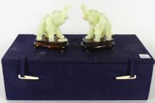 PAIR JADE ELEPHANTS