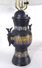 BRONZE & CLOISONNE TABLE LAMP