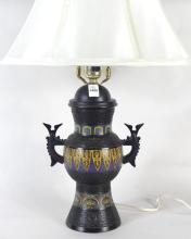 BRONZE & CLOISONNE TABLE LAMP