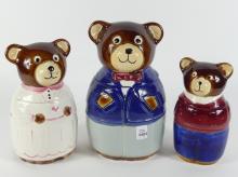 SET OF THREE CERAMIC COOKIE JARS