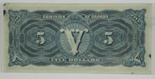 1912 CANADIAN $5 BILL
