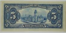 1924 CANADIAN $5 BILL