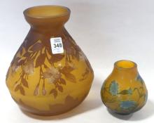 TWO CAMEO GLASS VASES