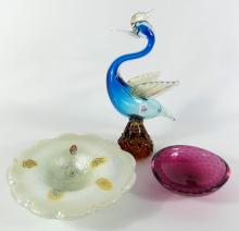 THREE MURANO GLASS PIECES