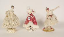 THREE LACY PORCELAIN FIGURINES