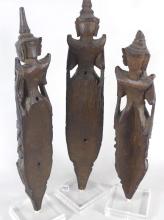 SET OF THREE HAND CARVED ASIAN STATUES
