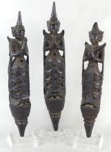 SET OF THREE HAND CARVED ASIAN STATUES