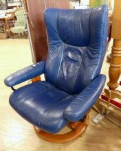 STRESSLESS LEATHER RECLINER AND FOOTSTOOL