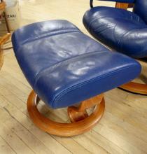 STRESSLESS LEATHER RECLINER AND FOOTSTOOL