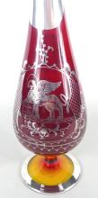 ART GLASS PITCHER WITH SILVER OVERLAY
