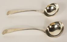 TWO GEORGIAN SILVER SAUCE LADLES