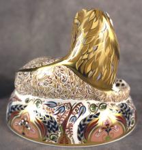 LARGE ROYAL CROWN DERBY "LION" PAPERWEIGHT