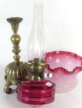 IMPRESSIVE ANTIQUE OIL LAMP