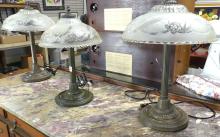 THREE ART DECO STYLE TABLE LAMPS