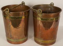 PAIR OF COPPER FIRE BUCKETS