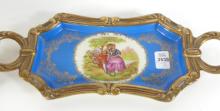 ORMOLU FILIGREE HOLDER & SEVRES TRAY