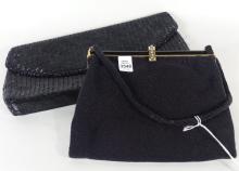 TWO VINTAGE BLACK BEADED PURSES