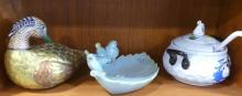 TUREEN, BOWL AND FIGURINE