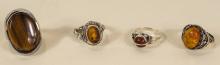 AMBER AND TIGER EYE RINGS