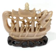 CHINESE SOAPSTONE "BOAT" CARVING