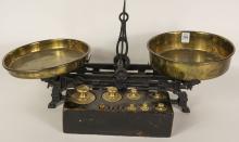 ANTIQUE BALANCE SCALE AND WEIGHTS