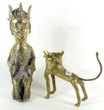 TWO BRASS STATUES