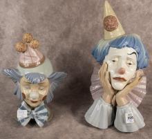 TWO LLADRO "CLOWN" BUSTS