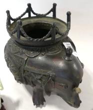 BRONZE CENSER AND JADE CARVINGS