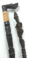 TWO CARVED WALKING STICKS