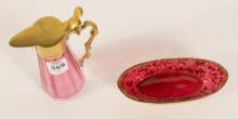 TWO PIECES OF CRANBERRY GLASS
