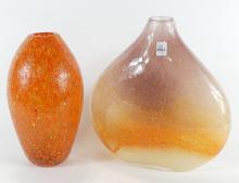 TWO ART GLASS VASES