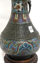 ASIAN ENAMELED BRONZE VASE