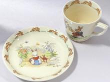 ROYAL DOULTON FIGURINE, CUP AND SAUCER