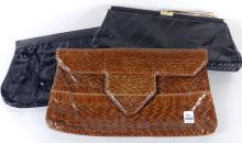 THREE SNAKESKIN DESIGNER HANDBAGS