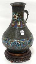 ASIAN ENAMELED BRONZE VASE