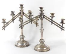 PAIR ANTIQUE SILVERPLATED CANDELABRA