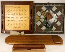 FOUR WOODEN GAMEBOARDS