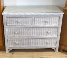 WICKER DRESSER AND WALL MIRROR