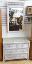 WICKER DRESSER AND WALL MIRROR