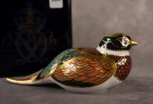 ROYAL CROWN DERBY "WOODLAND PHEASANT" PAPERWEIGHT