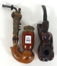 TWO CARVED PIPES