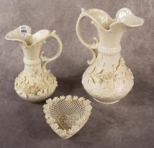 BELLEEK EWERS AND DISH