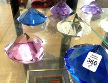 SIX CRYSTAL "DIAMOND" PAPERWEIGHTS