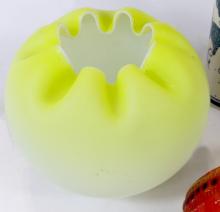 SATIN GLASS VASE, CARVINGS, ETC.