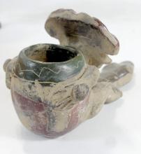 SATIN GLASS VASE, CARVINGS, ETC.