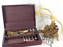 ASSORTED CUTLERY, JOHN PERRY SCULPTURE, ETC,