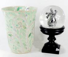 SNOW GLOBE & PARTYLITE VASE