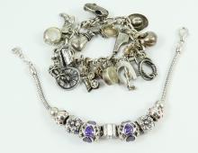 2 STERLING CHARM BRACELETS